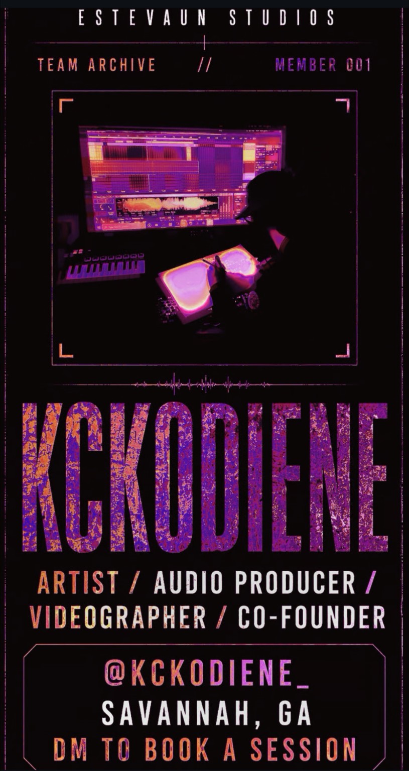 Estevaun Studios team archive card for Kody, audio producer, videographer, and co-founder