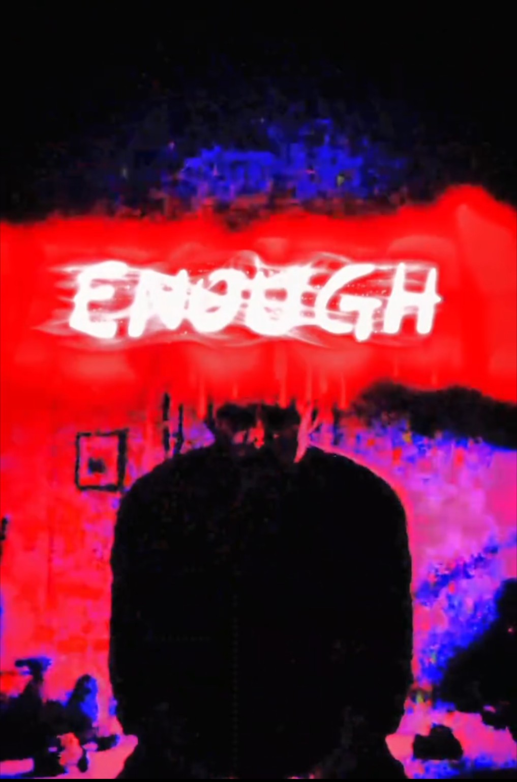 Experimental red and violet artwork for ENOUGH